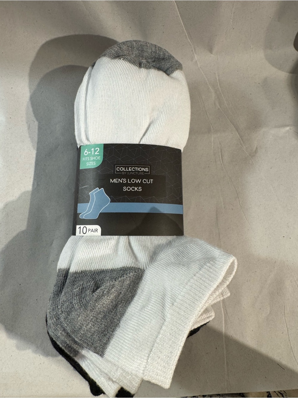 New collections by Juncture Men's Low Cut Socks- Size 6-12, 10 count - white, bl